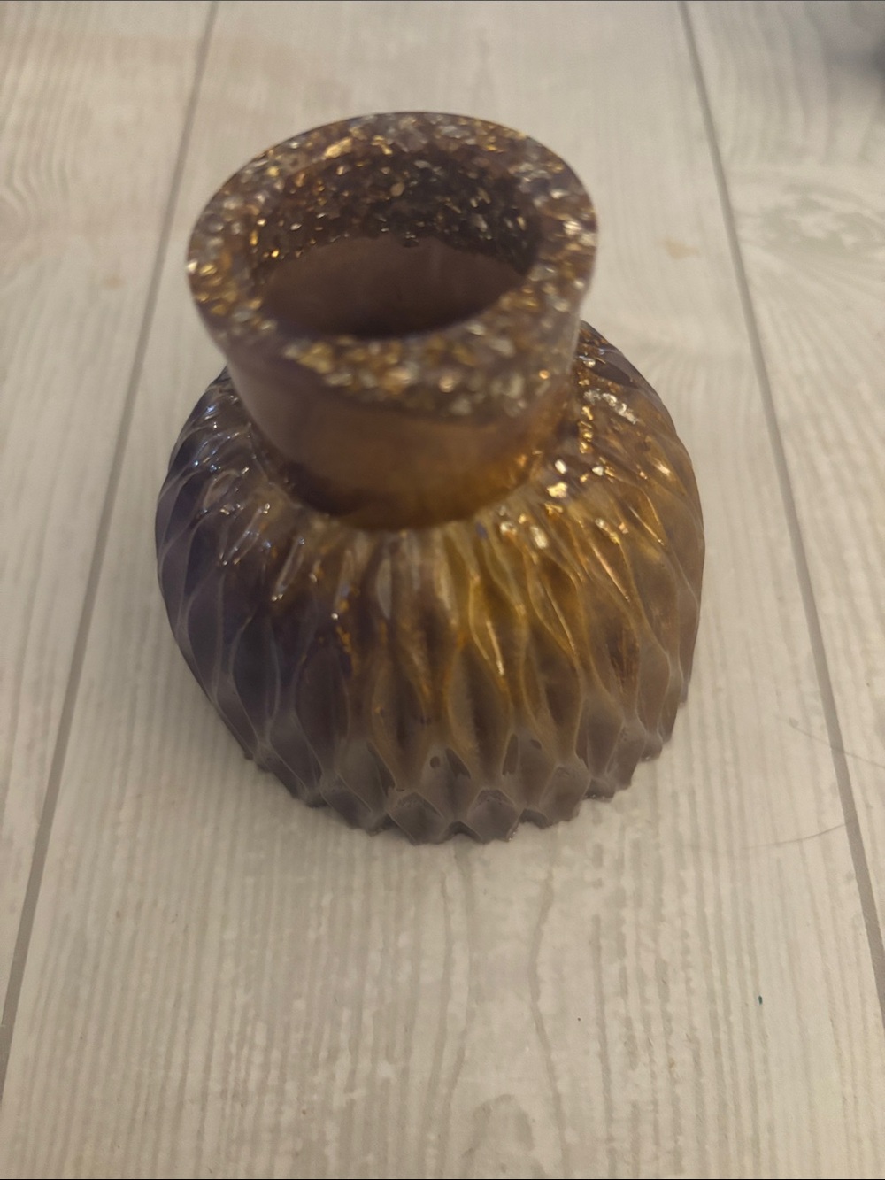 Amber Textured Resin Decorative Vase